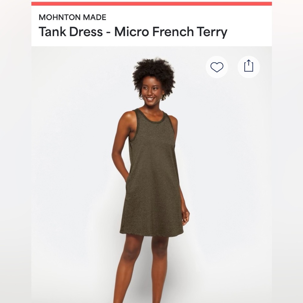 Mohnton Made Sleeveless Olive Green French Terry Dress